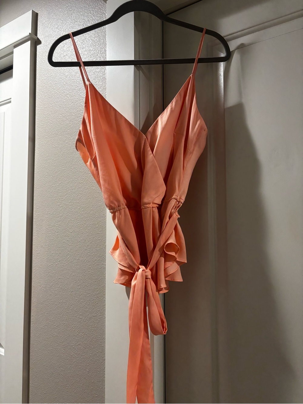 Guess Coral Ruffle Tie-Front Satin Cami